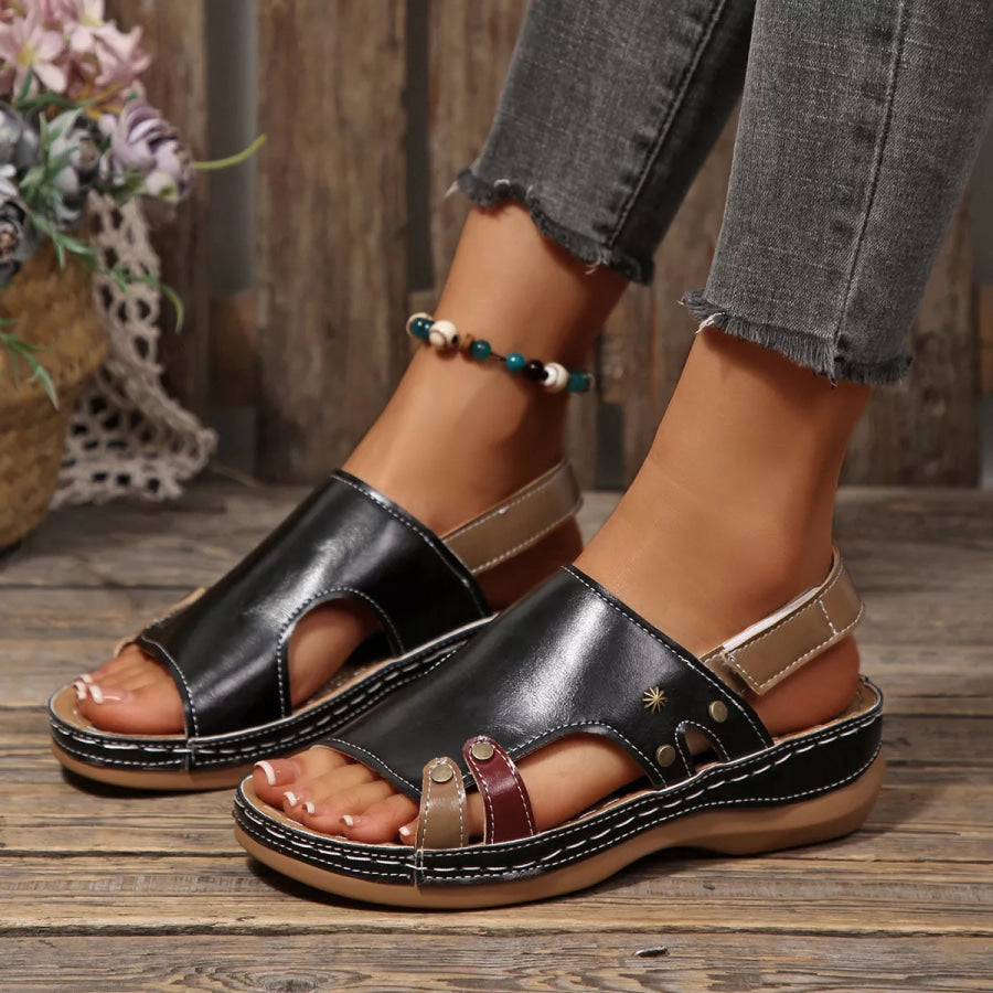 Open Toe Flats Sandals Black / 36 Apparel and Accessories