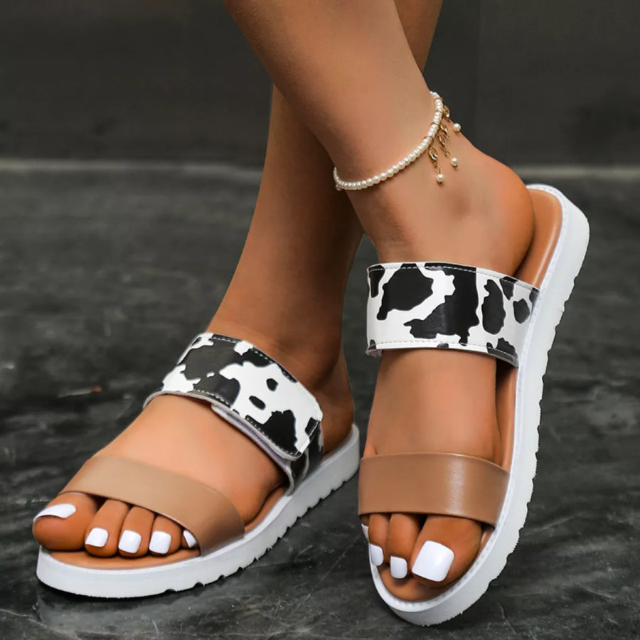 Open Toe Flats Sandals Black / 36 Apparel and Accessories