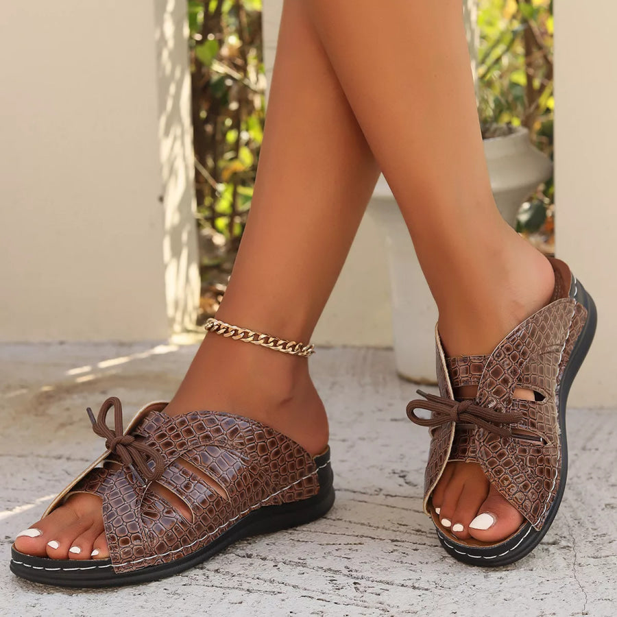 Open Toe Flats Sandals Brown / 36 Apparel and Accessories