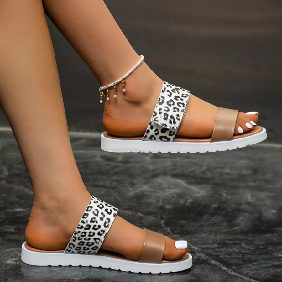 Open Toe Flats Sandals Brown / 36 Apparel and Accessories