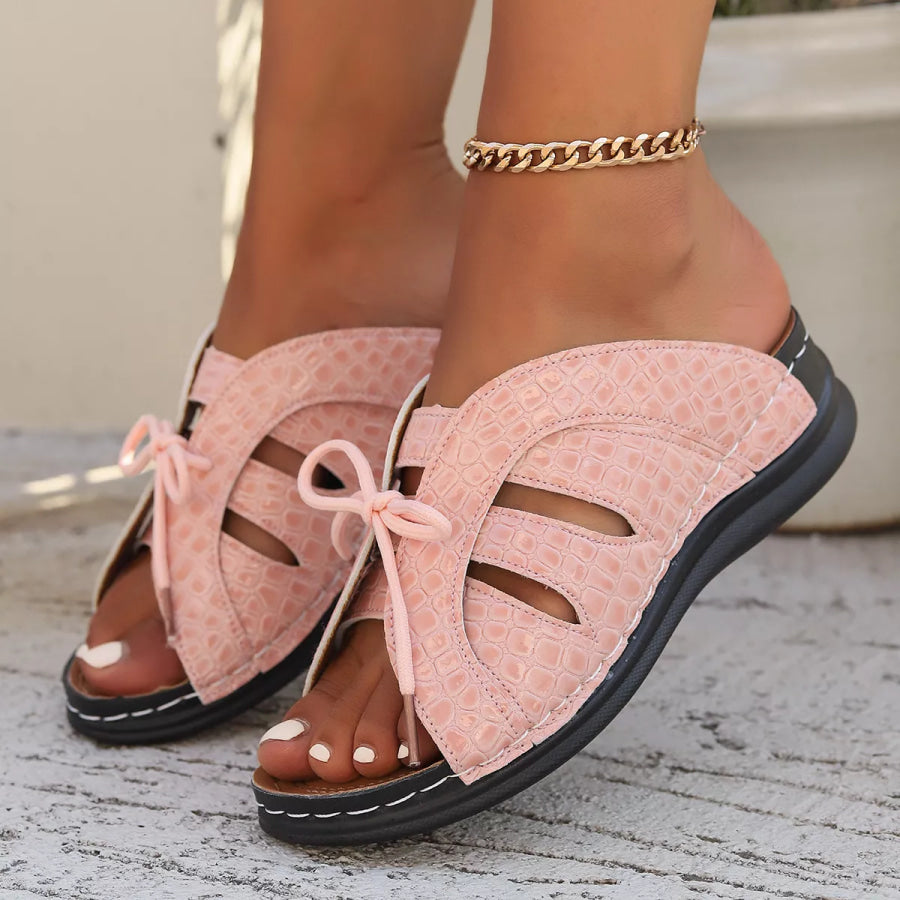 Open Toe Flats Sandals Pink / 36 Apparel and Accessories