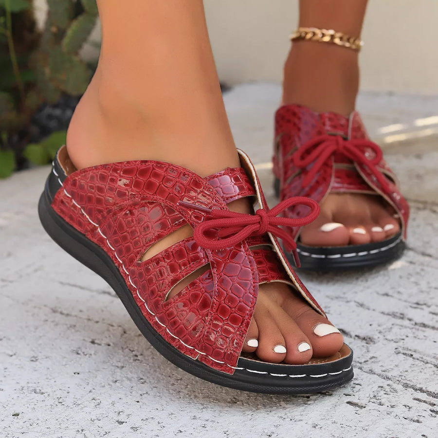 Open Toe Flats Sandals Red / 36 Apparel and Accessories