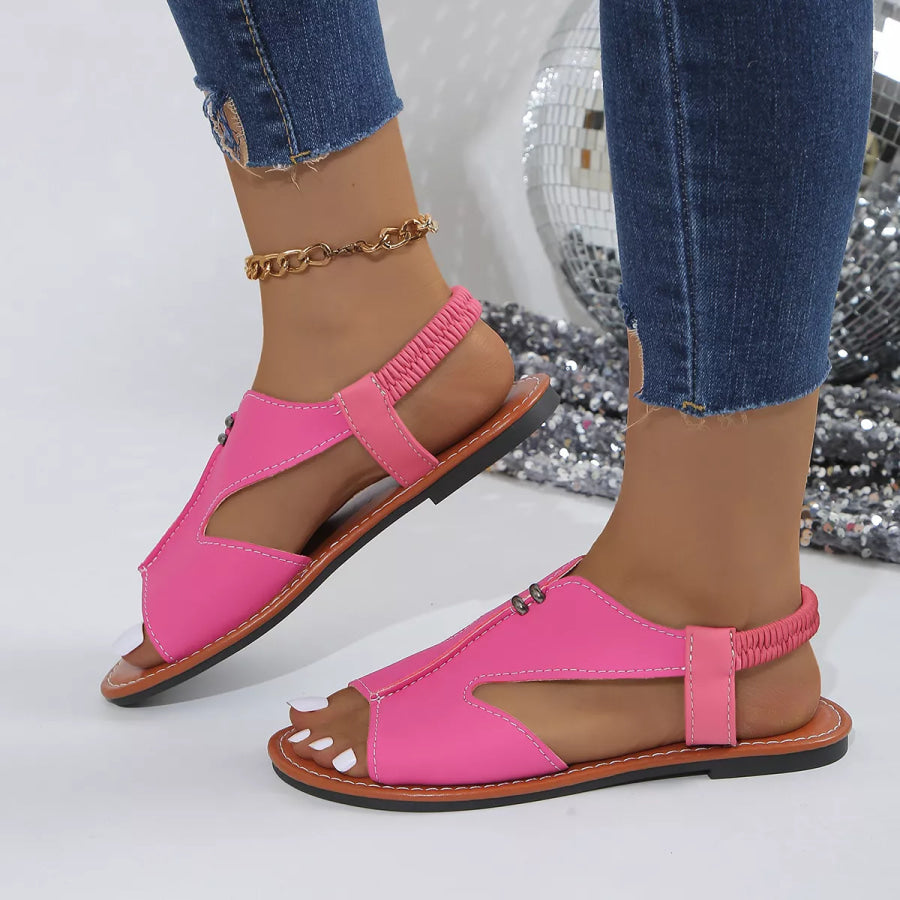 Open Toe Flats Sandals Rose Red / 36 Apparel and Accessories