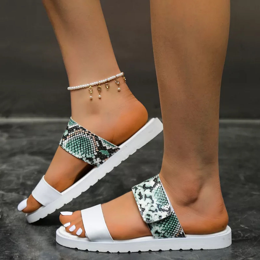 Open Toe Flats Sandals White / 36 Apparel and Accessories