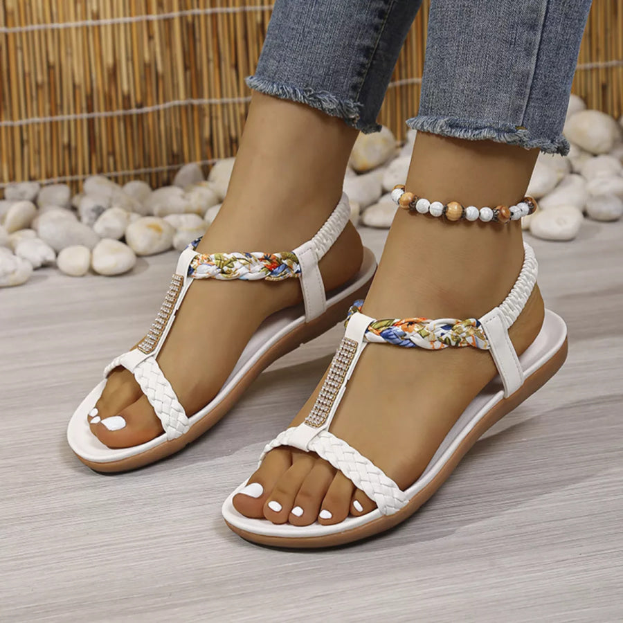 Open Toe Flats Sandals White / 36 Apparel and Accessories