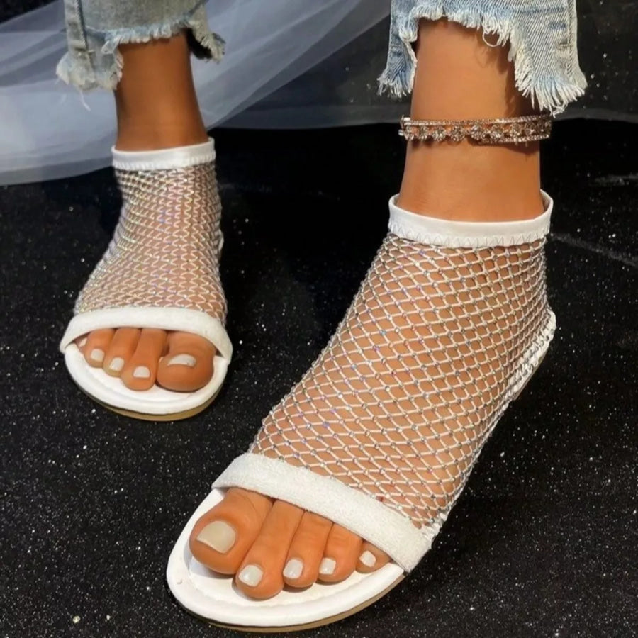 Open Toe Flats Sandals White / 36 Apparel and Accessories