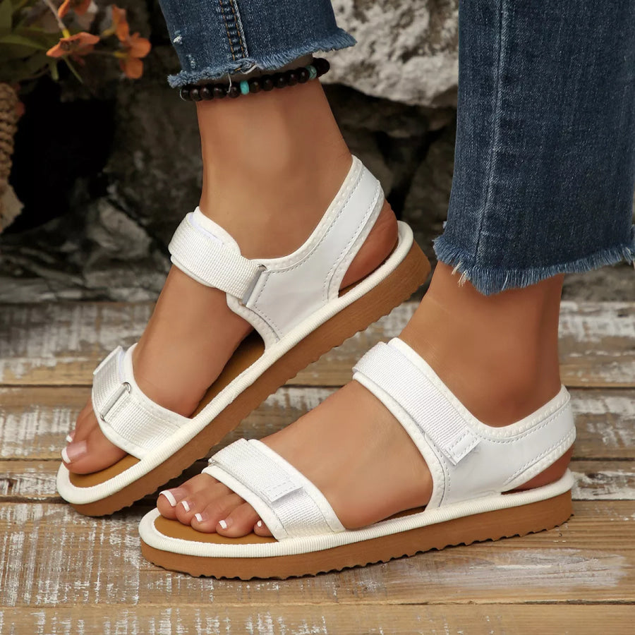 Open Toe Flats Sandals White / 36 Apparel and Accessories
