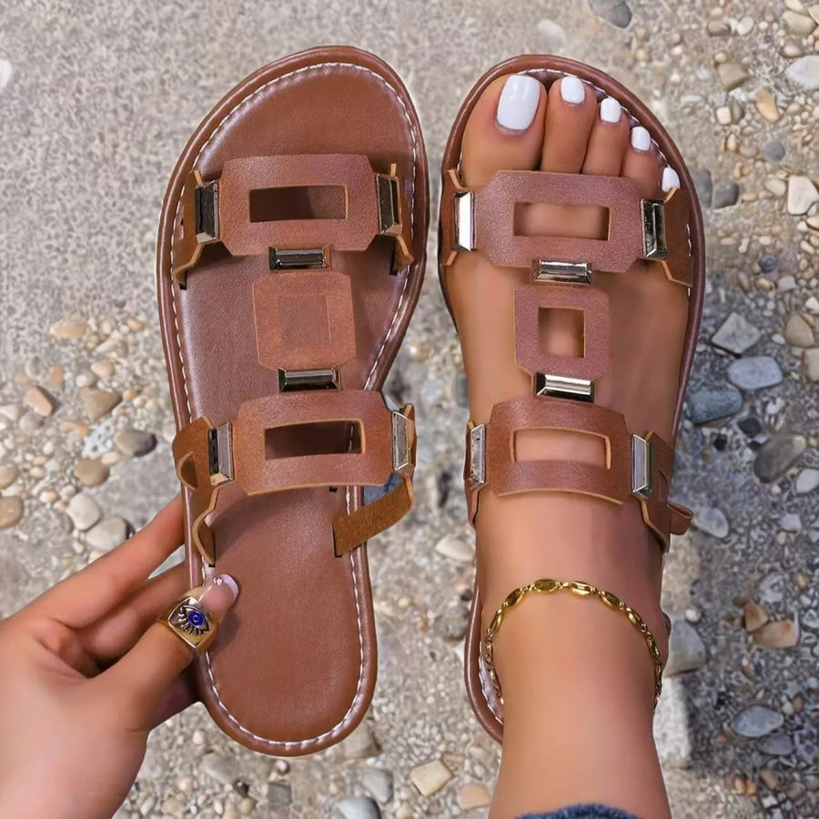 Open Toe Geometric Embellishments Sandals Apparel and Accessories