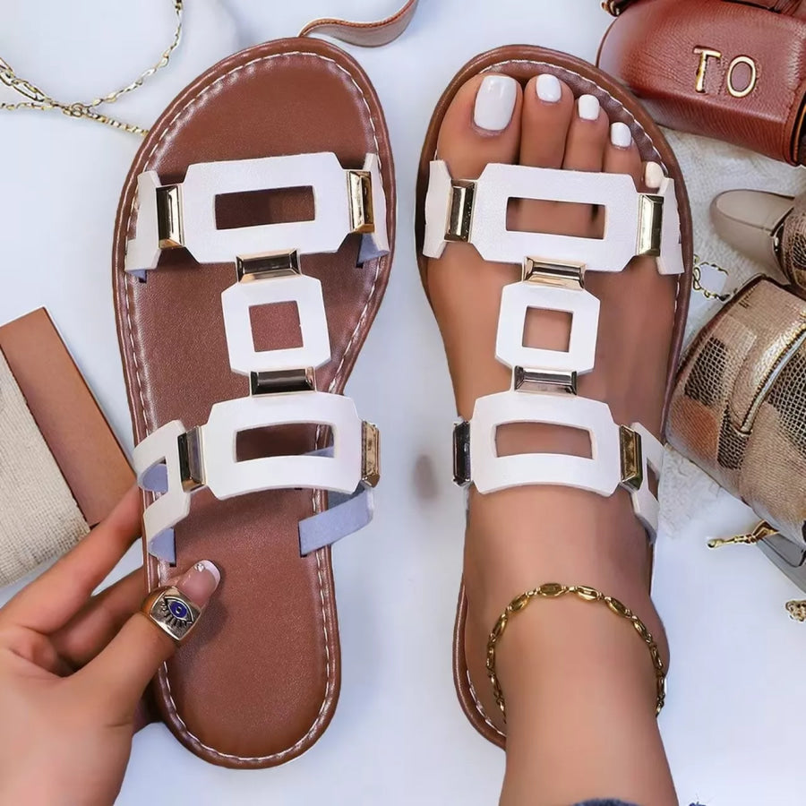 Open Toe Geometric Embellishments Sandals Apparel and Accessories