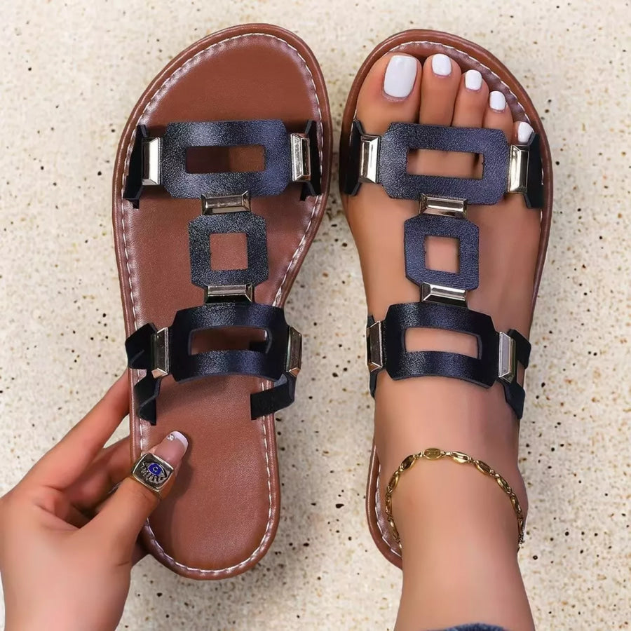 Open Toe Geometric Embellishments Sandals Apparel and Accessories