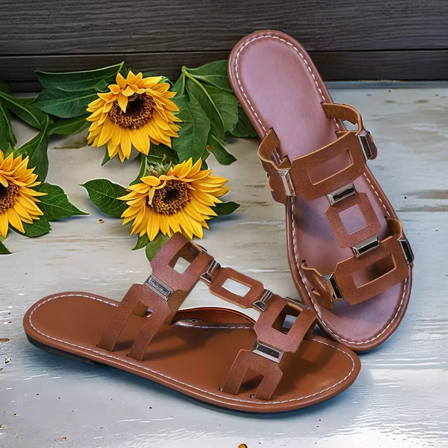 Open Toe Geometric Embellishments Sandals Apparel and Accessories
