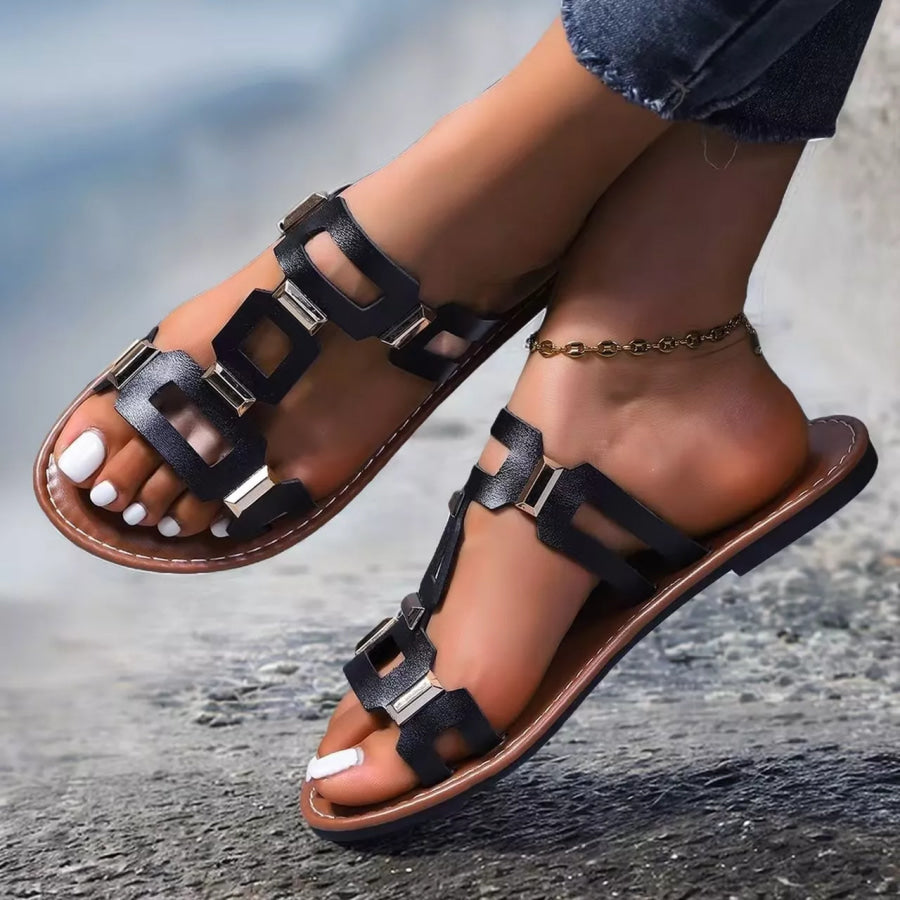 Open Toe Geometric Embellishments Sandals Apparel and Accessories