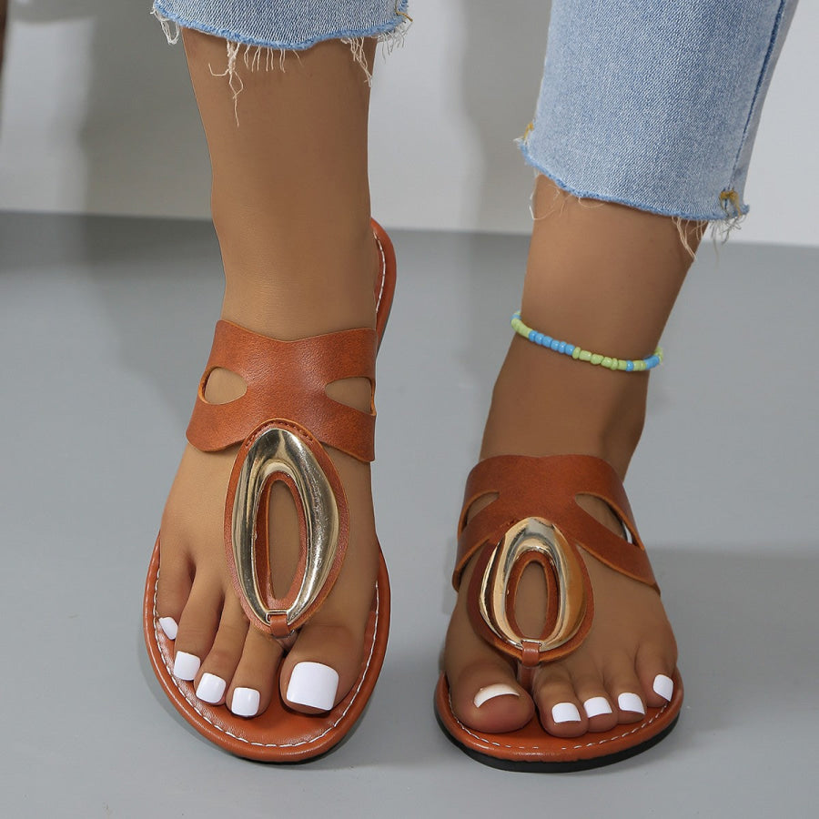 Open Toe Golden Accent Sandals Apparel and Accessories