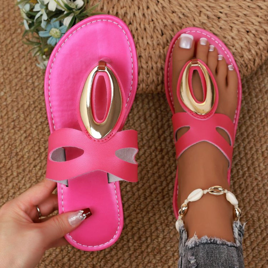 Open Toe Golden Accent Sandals Rose Red / 36 Apparel and Accessories