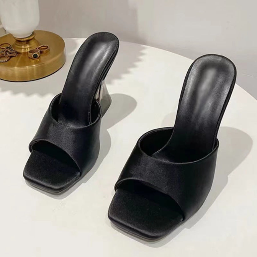 Open Toe High Heel Sandals Black / 36(US5) Apparel and Accessories