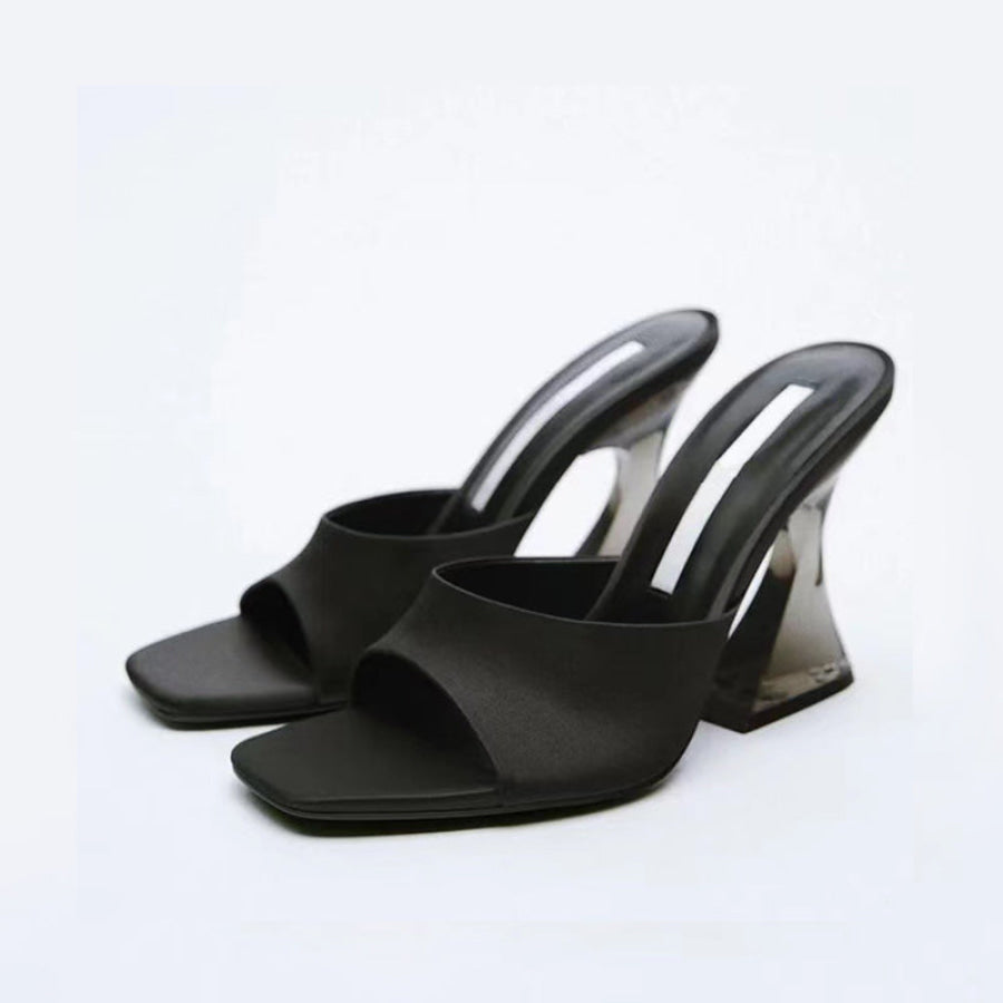 Open Toe High Heel Sandals Black / 36(US5) Apparel and Accessories