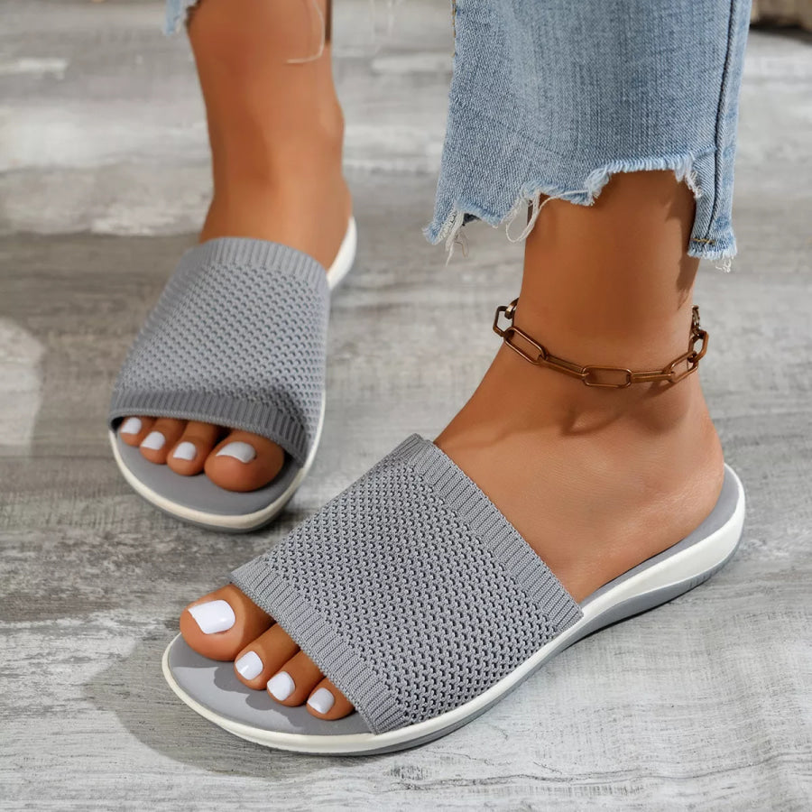 Open Toe Knit Sandals Gray / 36 Apparel and Accessories