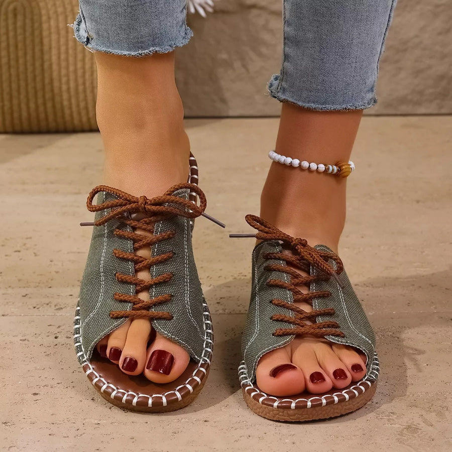 Open Toe Lace Up Sandals Apparel and Accessories