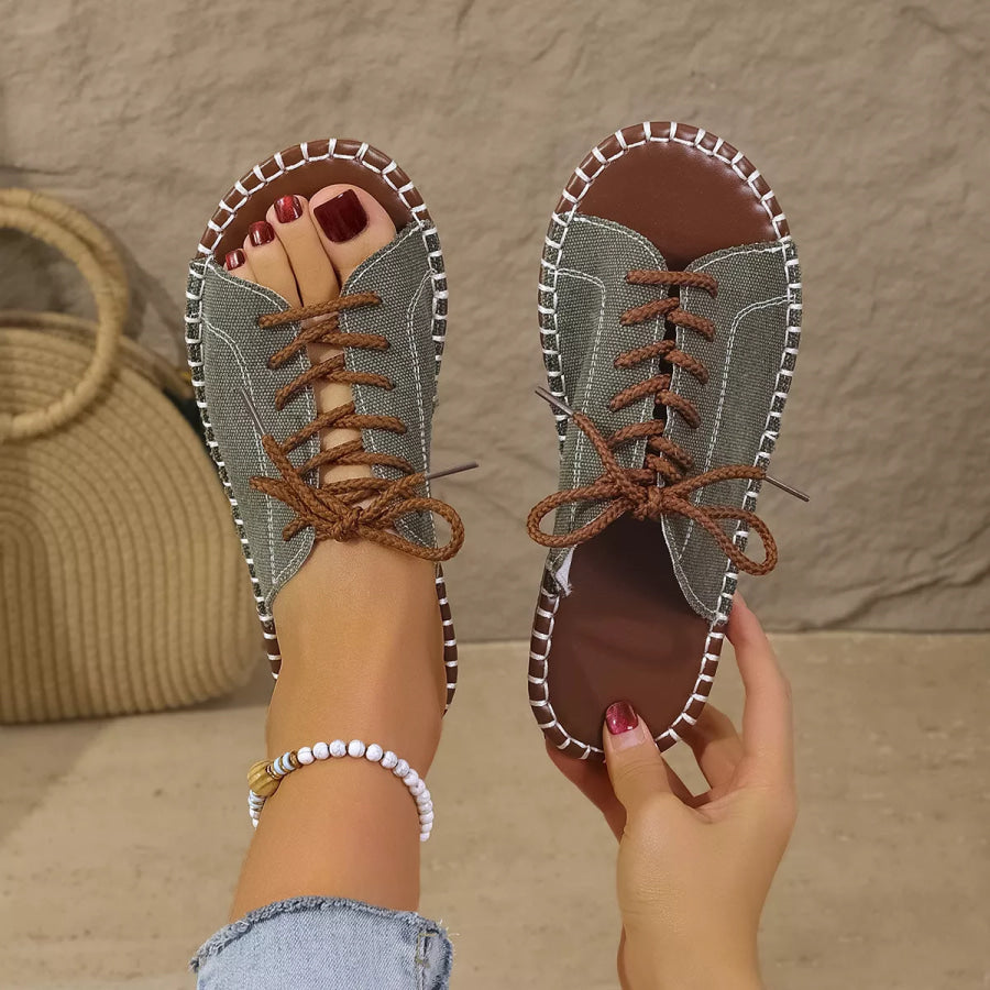Open Toe Lace Up Sandals Apparel and Accessories