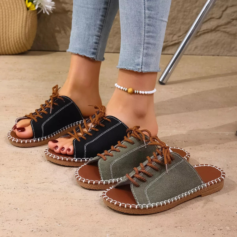 Open Toe Lace Up Sandals Apparel and Accessories