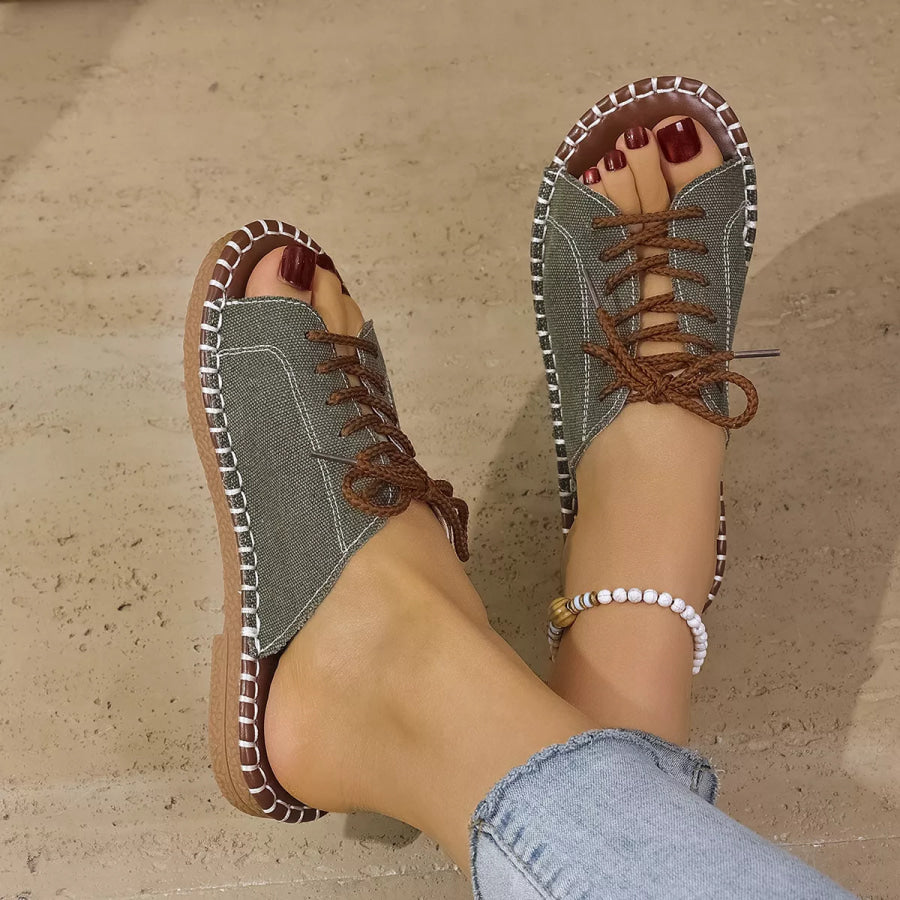 Open Toe Lace Up Sandals Apparel and Accessories