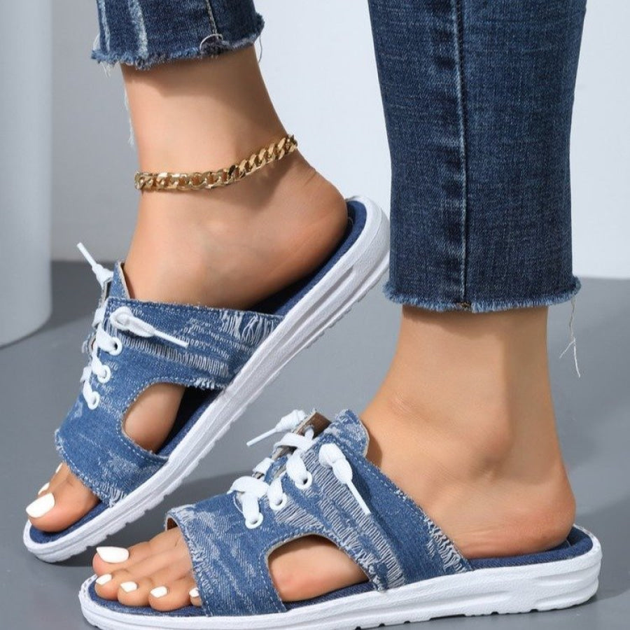 Open Toe Lace Up Sandals Medium / 36(US5) Apparel and Accessories