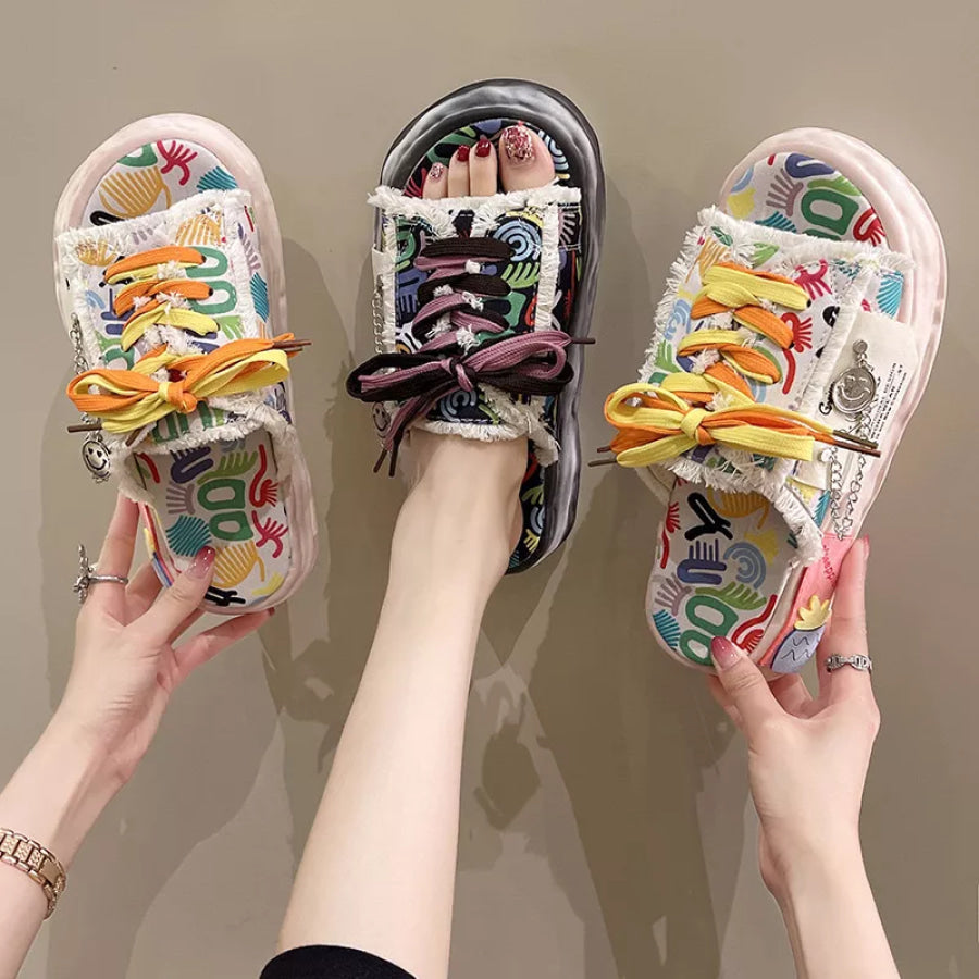Open Toe Lace Up Sandals Apparel and Accessories