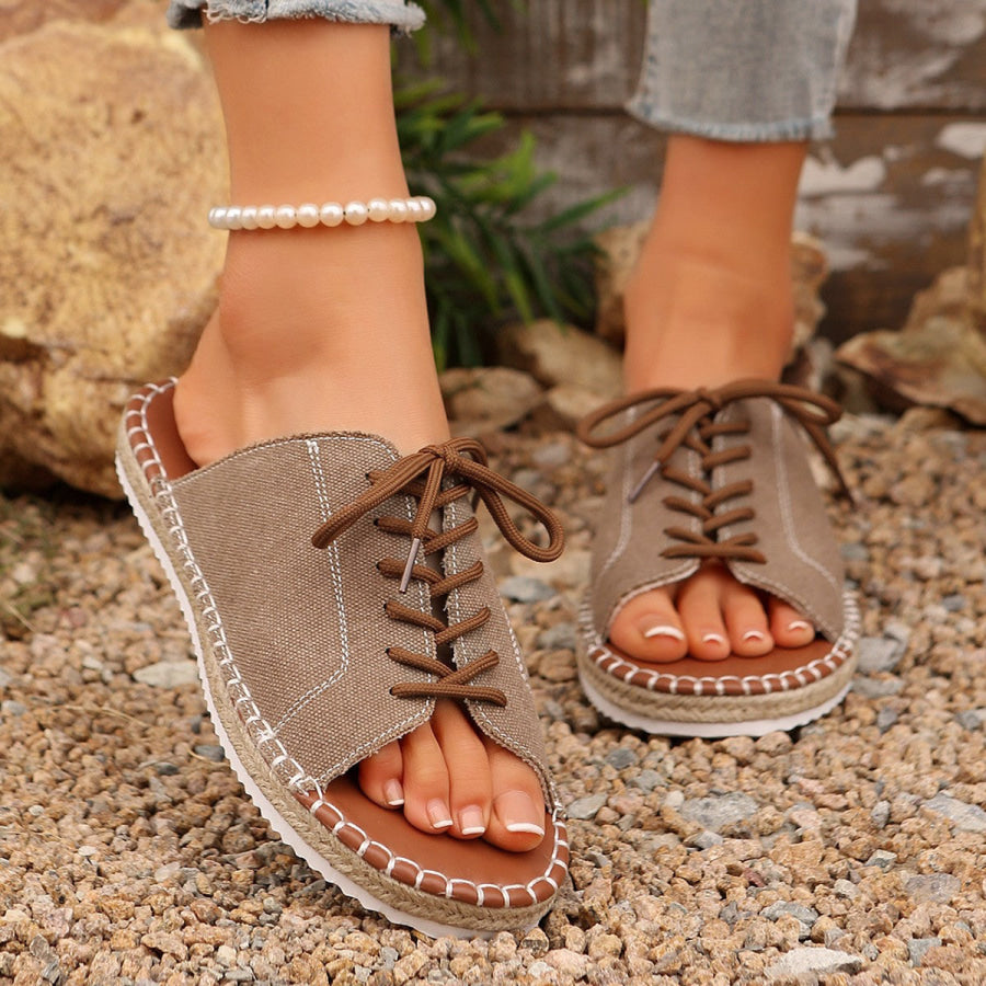 Open Toe Lace Up Sandals Apparel and Accessories