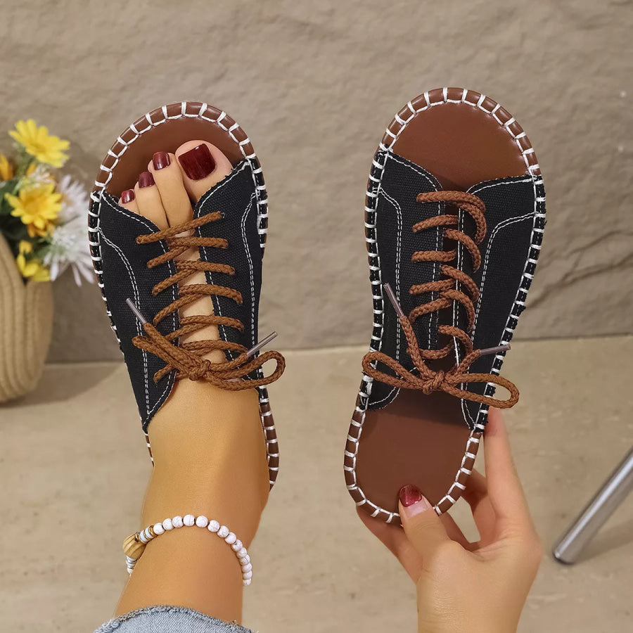 Open Toe Lace Up Sandals Apparel and Accessories