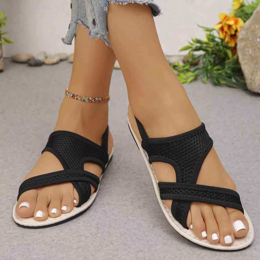 Open Toe Mesh Sandals Black Rice / 36 Apparel and Accessories