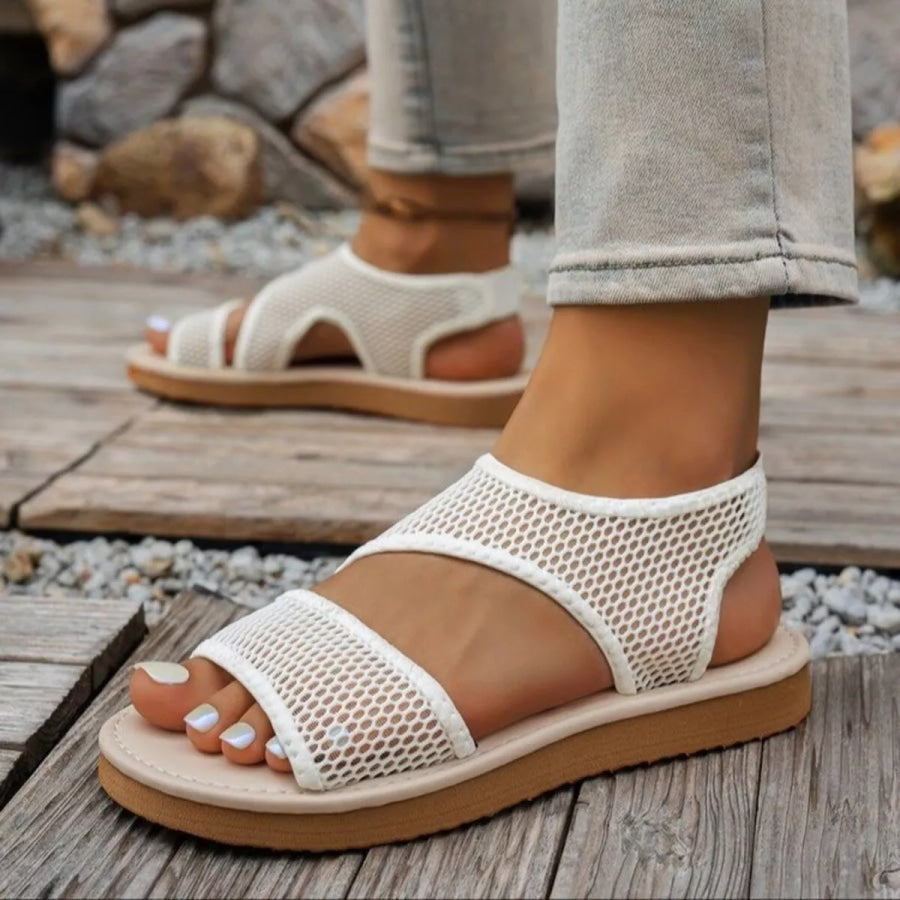Open Toe Mesh Sandals Off-white / 36 Apparel and Accessories