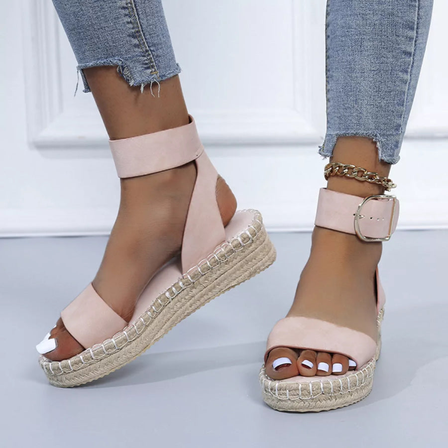 Open Toe Openwork Sandals Pink / 35 Apparel and Accessories
