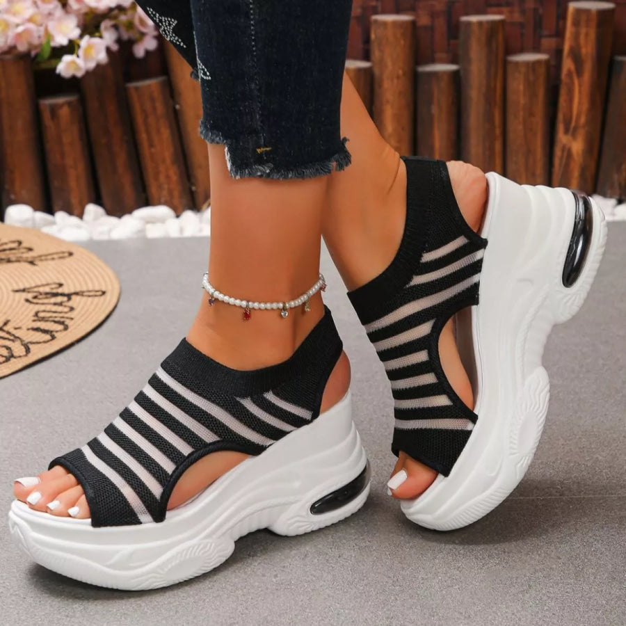Open Toe Platform Sandals Black / 35 Apparel and Accessories