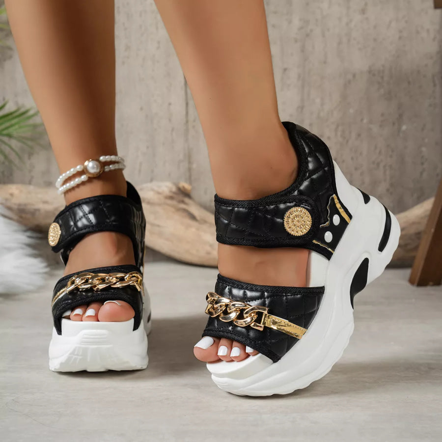 Open Toe Platform Sandals Black / 35 Apparel and Accessories