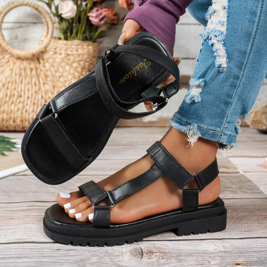 Open Toe Platform Sandals Black / 35 Apparel and Accessories