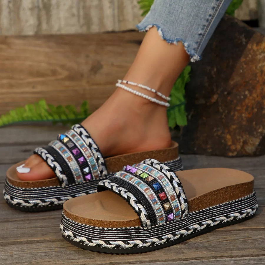 Open Toe Platform Sandals Black / 36 Apparel and Accessories