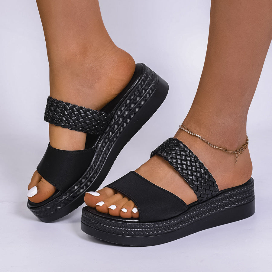 Open Toe Platform Sandals Black / 36 Apparel and Accessories