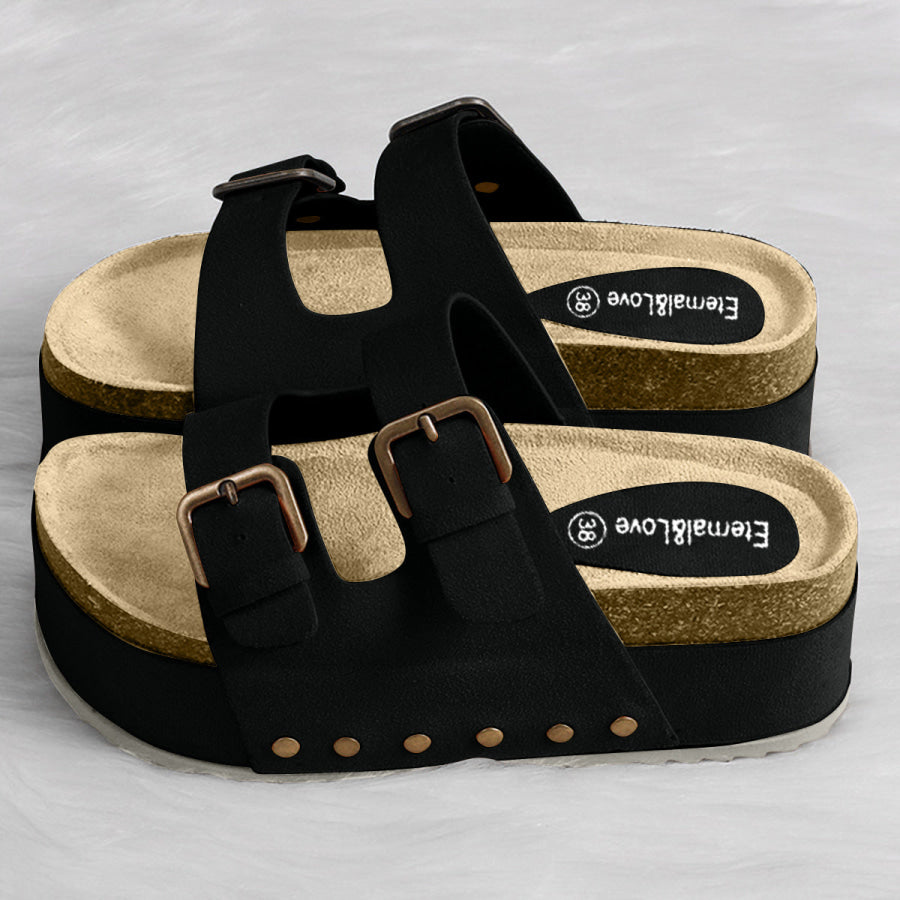 Open Toe Platform Sandals Black / 36(US5) Apparel and Accessories