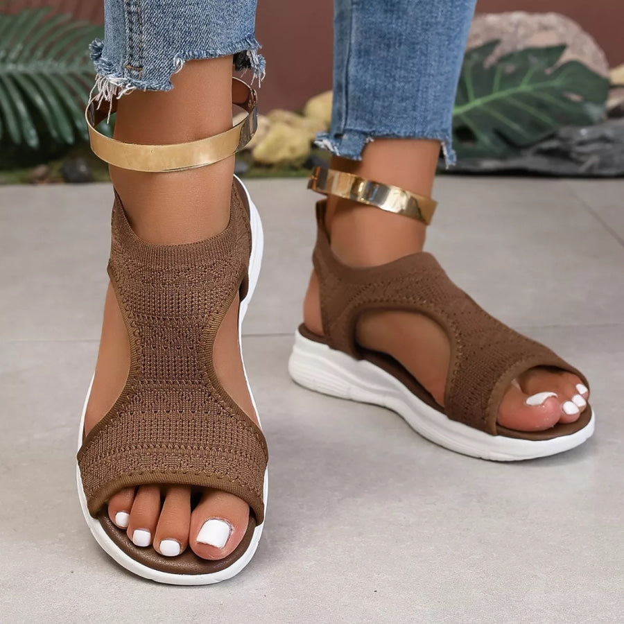 Open Toe Platform Sandals Brown / 36 Apparel and Accessories
