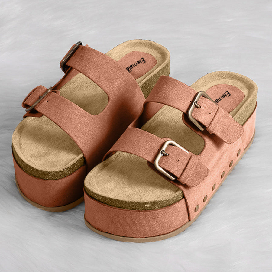 Open Toe Platform Sandals Caramel / 36(US5) Apparel and Accessories
