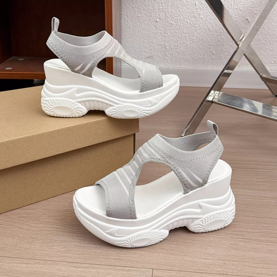 Open Toe Platform Sandals Gray / 35 Apparel and Accessories