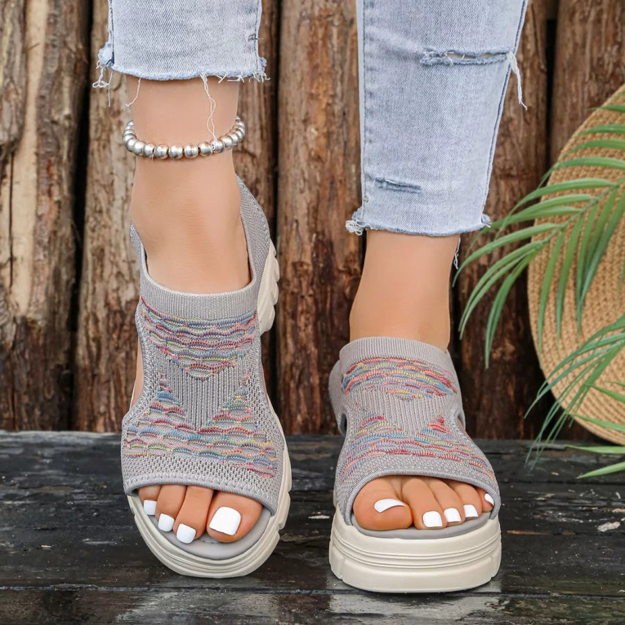 Open Toe Platform Sandals Gray / 36 Apparel and Accessories