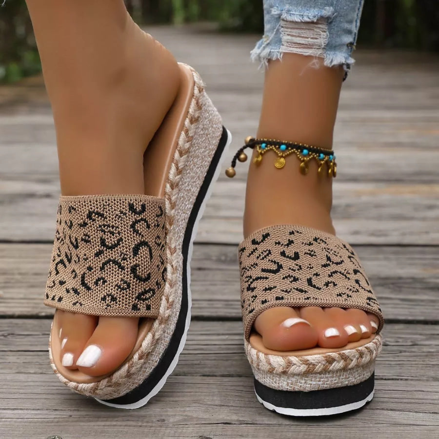Open Toe Platform Sandals Khaki / 36 Apparel and Accessories