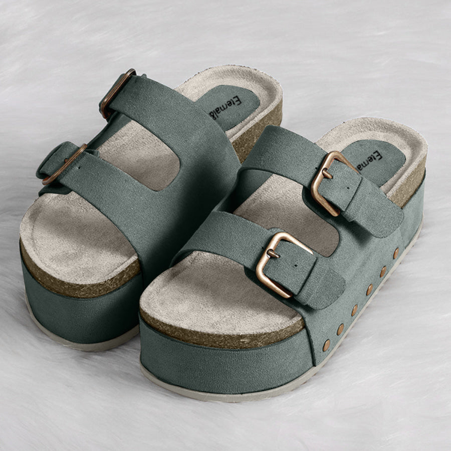 Open Toe Platform Sandals Moss / 36(US5) Apparel and Accessories