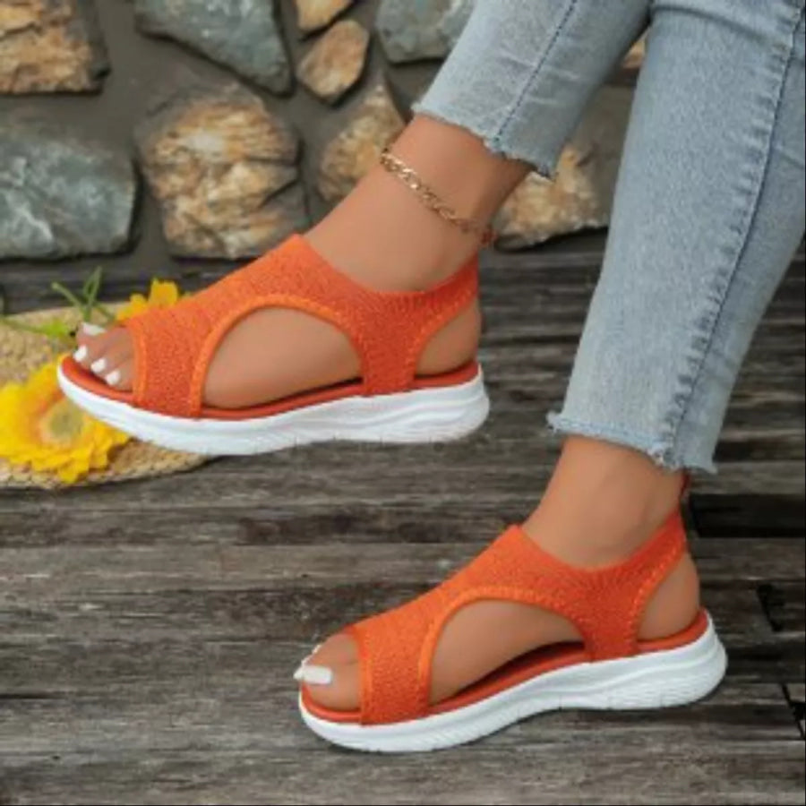 Open Toe Platform Sandals Orange / 36 Apparel and Accessories