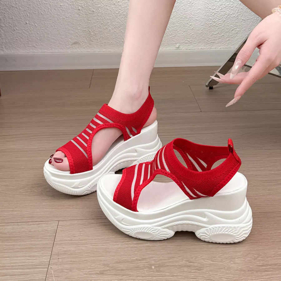 Open Toe Platform Sandals Red / 35 Apparel and Accessories
