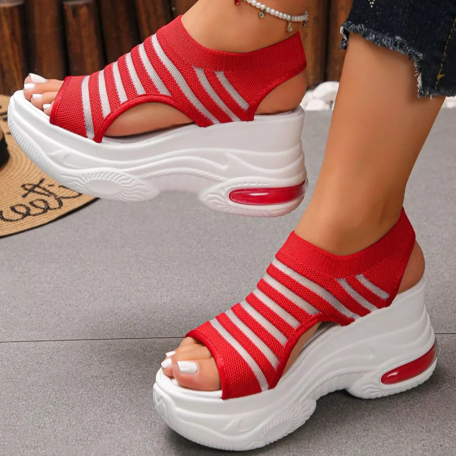 Open Toe Platform Sandals Red / 35 Apparel and Accessories
