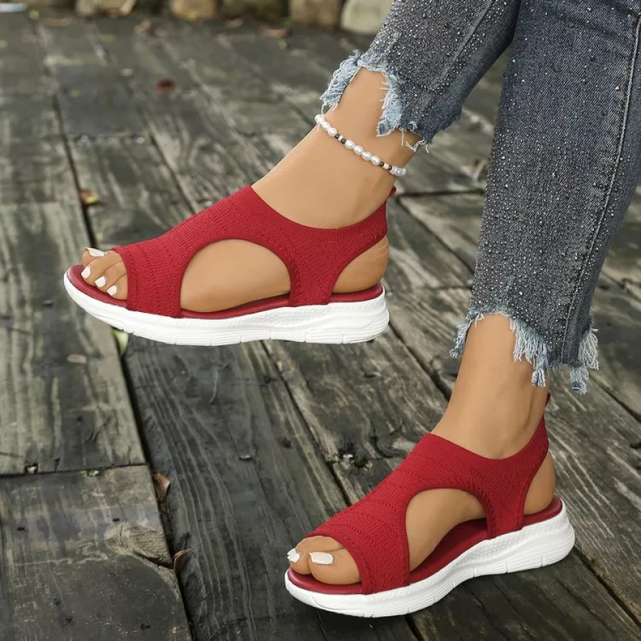 Open Toe Platform Sandals Red / 36 Apparel and Accessories