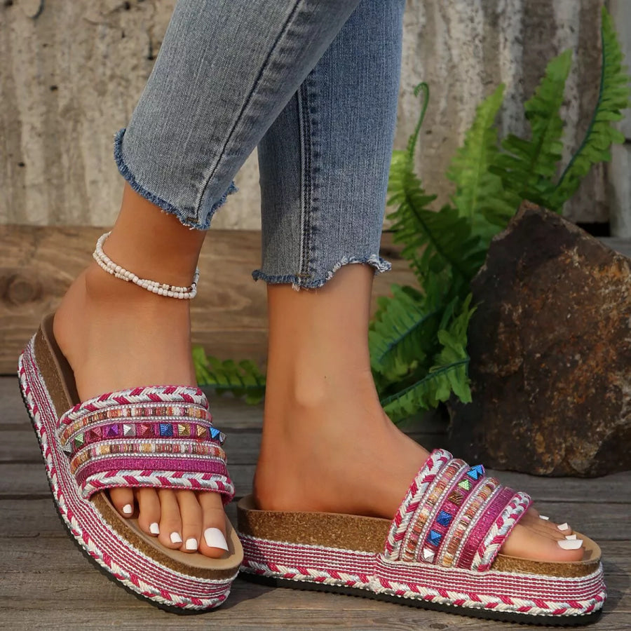 Open Toe Platform Sandals Rose Red / 36 Apparel and Accessories