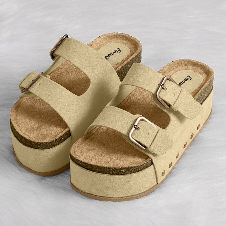Open Toe Platform Sandals Tan / 36(US5) Apparel and Accessories